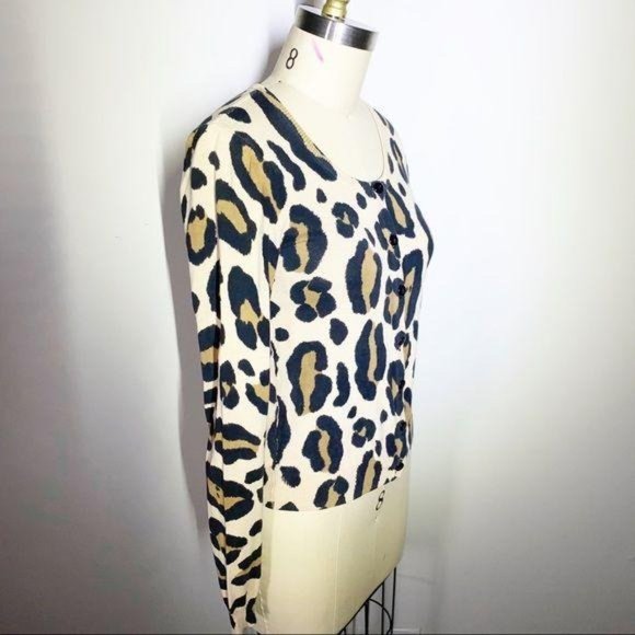 H&M Divided Grungy Destroyed Chunky Leopard Print Knit Cardigan - Size 8… - Picture 4 of 14